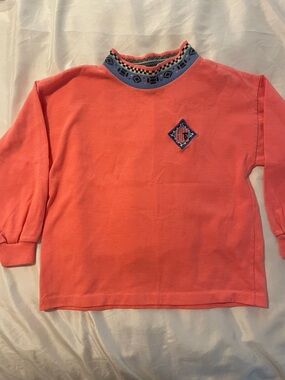 Vintage 80s Buster Brown boys Coral Long Sleeve Top with knit Collar 6/7